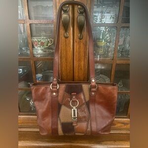 Etienne Aigner Vienna Tote with Patchwork Suede and Exotic Detail